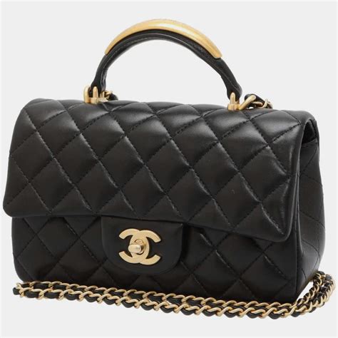 chanel black 2022 mini top handle flap bag|chanel mini classic flap bag.